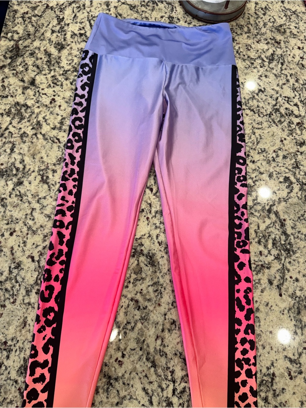Goldsheep Girls Purple to Pink Ombre Leopard-Striped Leggings
